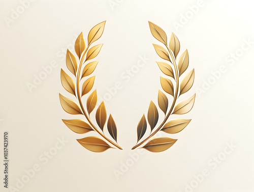Elegant Gold Laurel Award Emblem for Celebrating Success and Achievement