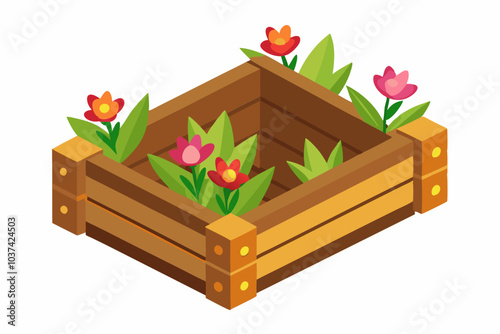 Vector isolated illustration with a wooden garden