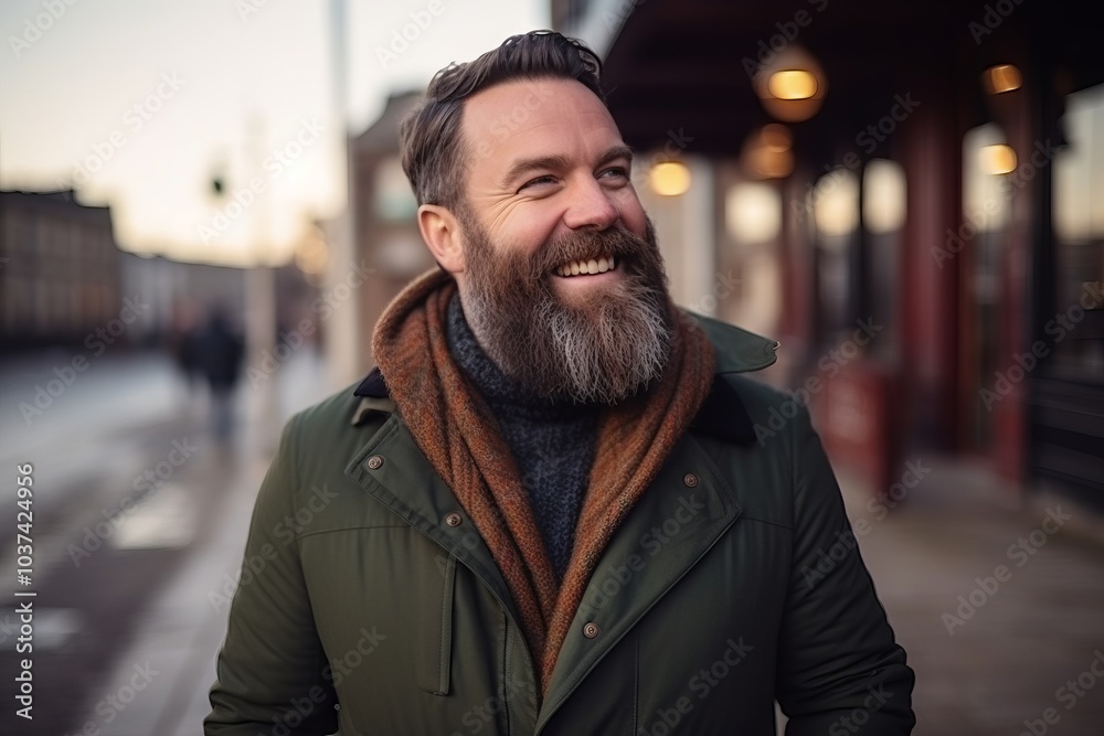Portrait of a handsome bearded man with a beard in the city Portrait of a handsome bearded man with a beard in the city
