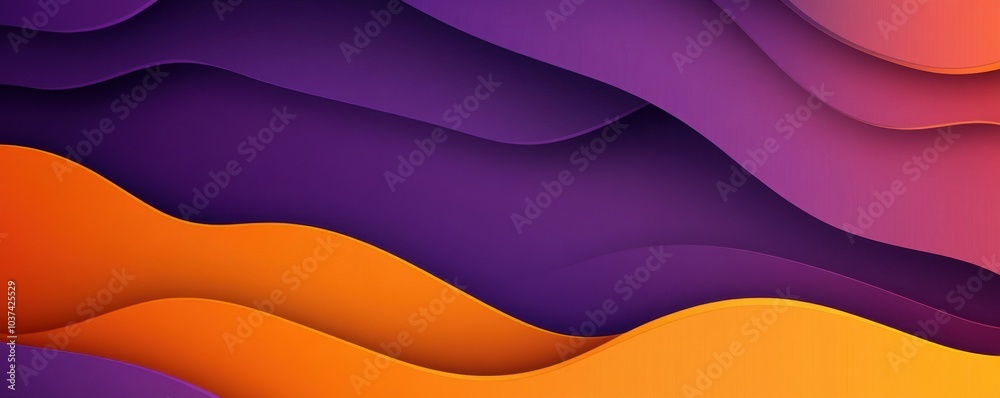 Modern purple and orange abstract background with flowing waves and vibrant colors