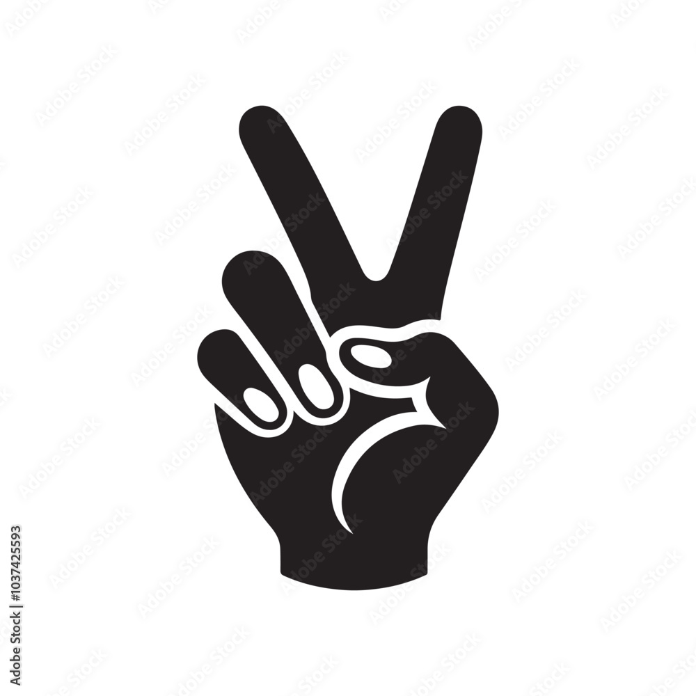 Victory Hand Silhouette Vector Illustration - Perfect for Graphic Design Projects Victory Hand Silhouette Vector Illustration - Perfect for Graphic Design Projects