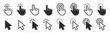 Computer mouse click cursor icon set. Hand and arrow pointer cursor - stock vector.