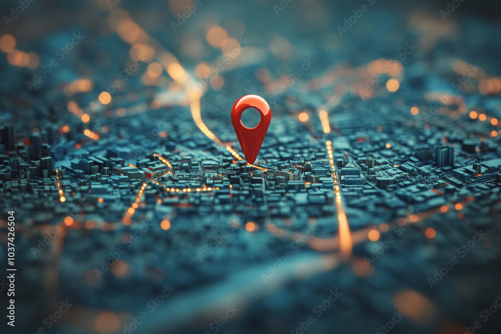 location pin, city map, marker, navigation icon, urban planning detail, D view of city layout on a blurred background, perfect for travel and mapping applications, indicating a specific spot location pin, city map, marker, navigation icon, urban planning detail, D view of city layout on a blurred background, perfect for travel and mapping applications, indicating a specific spot