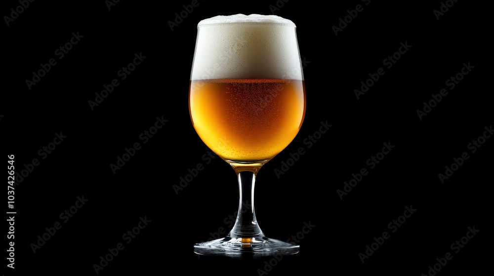 glass of beer with frothy head, showcasing rich amber color and sleek design. image captures refreshing essence of cold beverage, perfect for relaxation glass of beer with frothy head, showcasing rich amber color and sleek design. image captures refreshing essence of cold beverage, perfect for relaxation