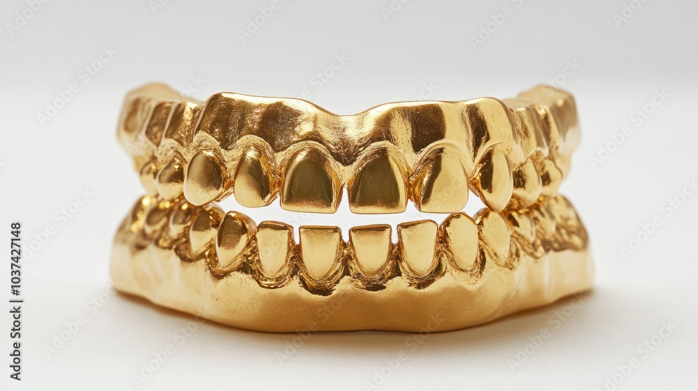 stamped brazed dental bridges covered with gold coated on white background stamped brazed dental bridges covered with gold coated on white background