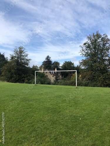 football field with a goal