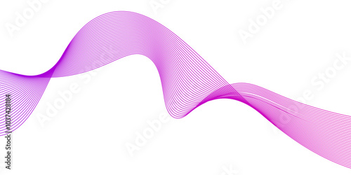 pink wave curve lines banner background design.Abstract vector pink wave melody lines on white background.Wave modern stream transparent background,