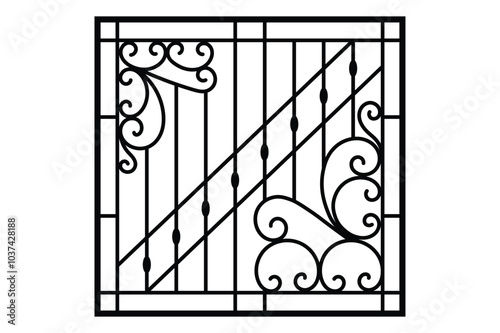 Iron window grill design vector template