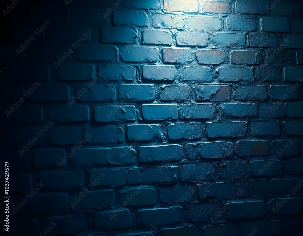 Naklejka premium Blue Brick Wall Cool Textured Pattern of Bricks Showcasing Architectural Construction Grunge Textured Stone