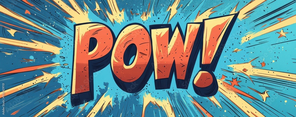 Comic book style illustration with the word 'POW!' in bold letters and colorful explosion effect Comic book style illustration with the word 'POW!' in bold letters and colorful explosion effect