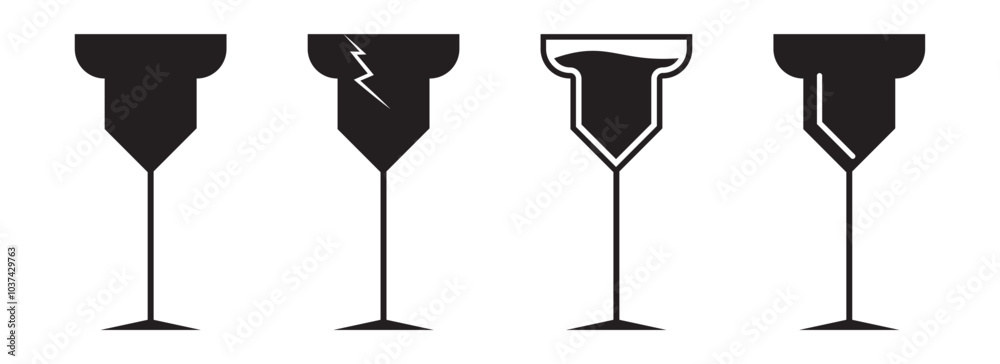 Glass-cheers icon set. Champagne glass, New Year wineglass, and party cheers symbols. Glass-cheers icon set. Champagne glass, New Year wineglass, and party cheers symbols.