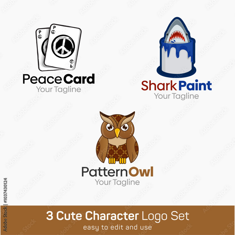 Cute Character Shape Logo Template Set. Good for Business, Agency, Community and Organization Cute Character Shape Logo Template Set. Good for Business, Agency, Community and Organization