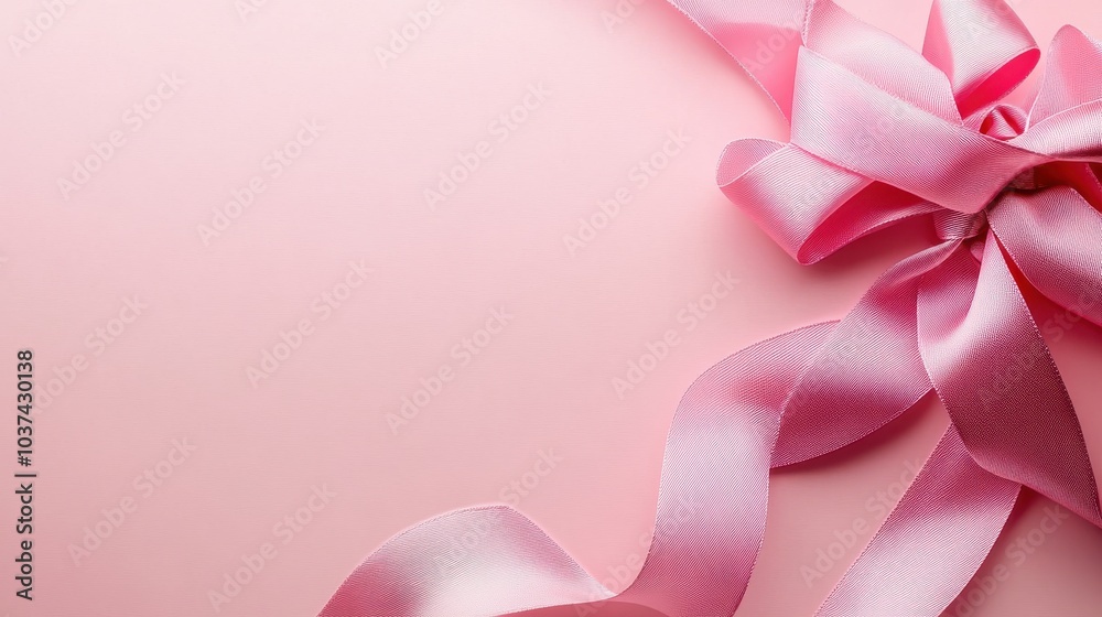 Elegant pink ribbon on a soft pastel gradient background, showcasing flowing movement and delicate texture Elegant pink ribbon on a soft pastel gradient background, showcasing flowing movement and delicate texture