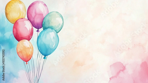 Farbenfrohe Aquarell-Ballons mit verspielten Farbspritzern – eine kreative und festliche Illustration für Geburtstags- und Partydekorationen photo