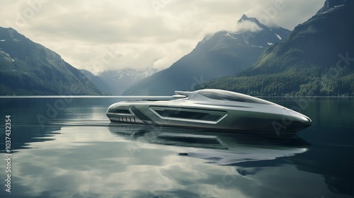 Wallpaper Mural A photo of a futuristic electric boat Torontodigital.ca