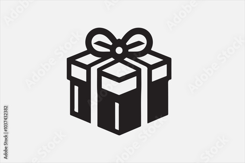 A simple black-and-white icon of a gift box