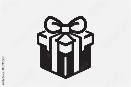 A simple black-and-white icon of a gift box