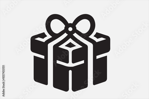 A simple black-and-white icon of a gift box