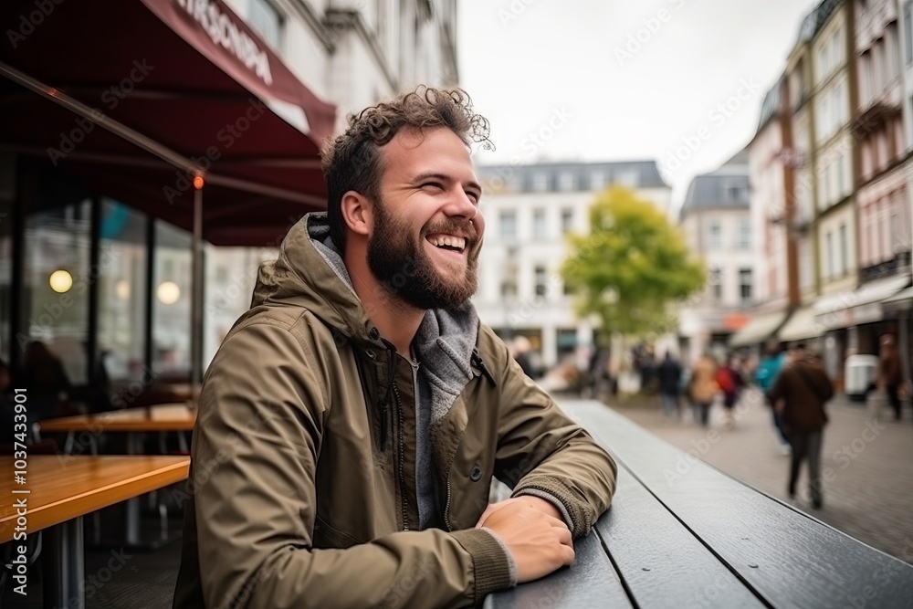 Portrait of a handsome young man smiling in Paris, France. Portrait of a handsome young man smiling in Paris, France.