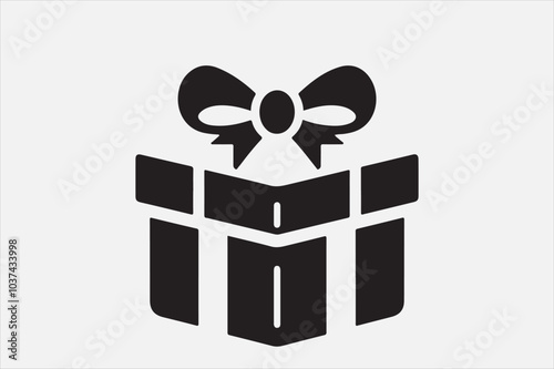 A simple black-and-white icon of a gift box