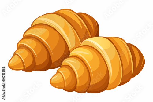 French gourmet baked croissant bread icon isolated