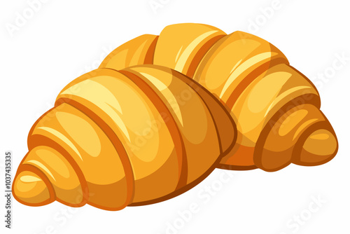 Fresh baked bread croissant icon isolated