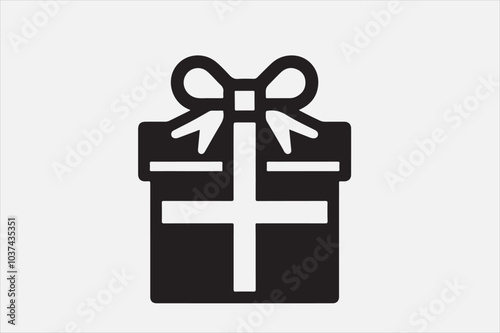 A simple black-and-white icon of a gift box