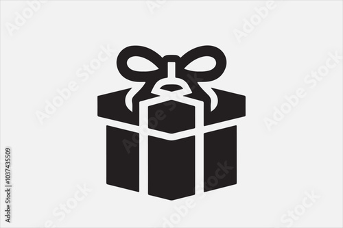 A simple black-and-white icon of a gift box