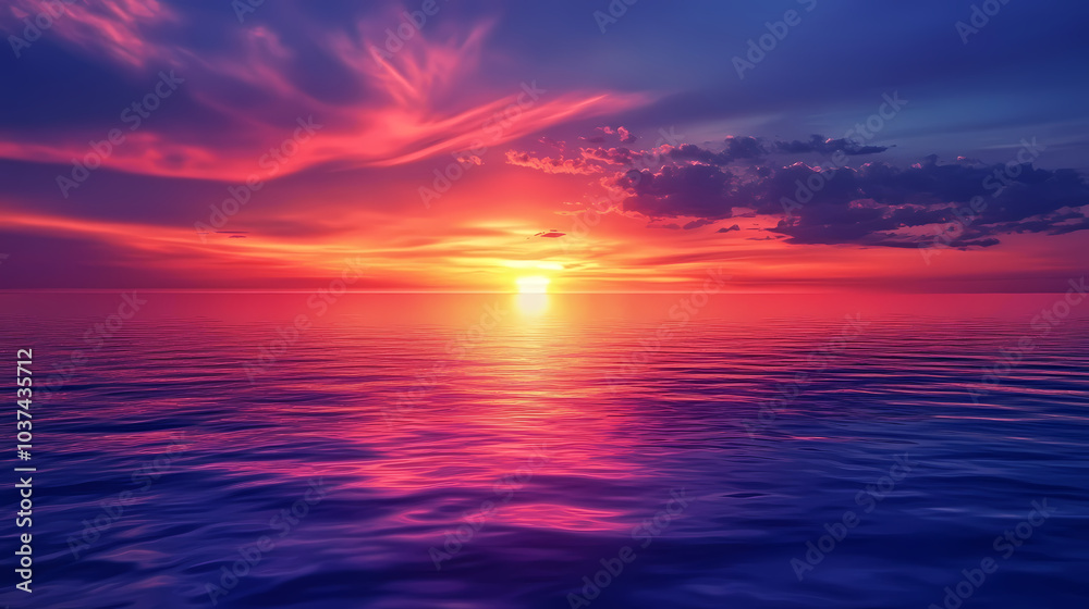 Vibrant sunset casting beautiful colors over the calm sea , sunset, sea, ocean, horizon, sky, dusk, colors, reflections. Sunset Over Horizon. Illustration Vibrant sunset casting beautiful colors over the calm sea , sunset, sea, ocean, horizon, sky, dusk, colors, reflections. Sunset Over Horizon. Illustration