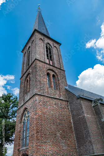 Slotkapel Kasteel (Castle chapel) in historic Castle De Haar (Kasteel de Haar, 1892) near Utrecht. Chapel features elaborate stonework and exquisite stained-glass windows. Haarzuilens, the Netherlands photo