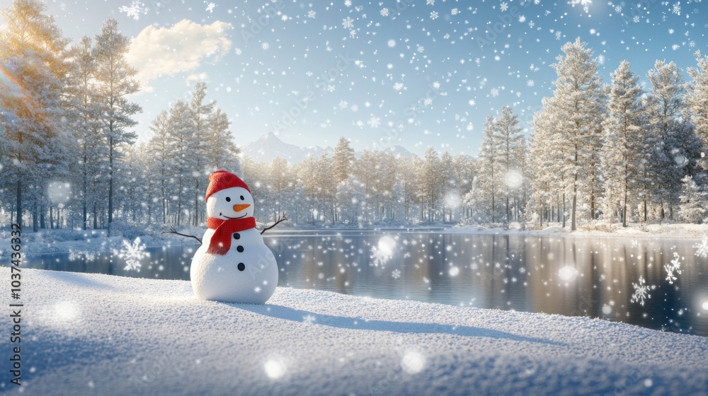 Obraz premium Snowman in a Winter Wonderland