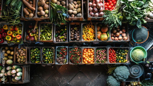 Wallpaper Mural Fresh Organic Vegetables Displayed in Wooden Crates at a Local Market Stall with Natural Lighting Torontodigital.ca