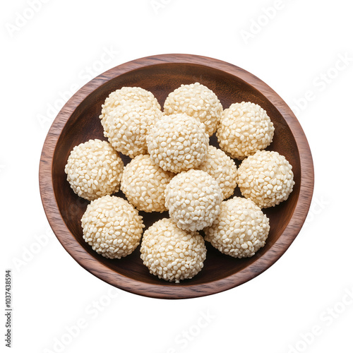 Indian Sweet Tilgul Laddu with Mungfali and Gud, Isolated on a Transparent Background for Product Banners and Covers. photo