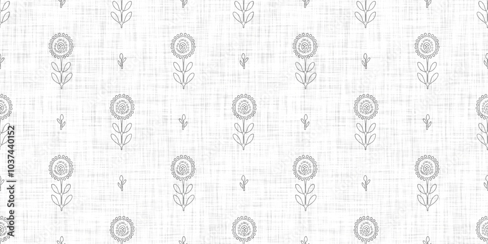 Seamless french taupe floral farmhouse linen printed fabric background. Light mottled grey cottage pattern. Shabby chic woven 2 tone cloth effect. Textile rustic organic ecru neutral all over print. Seamless french taupe floral farmhouse linen printed fabric background. Light mottled grey cottage pattern. Shabby chic woven 2 tone cloth effect. Textile rustic organic ecru neutral all over print.