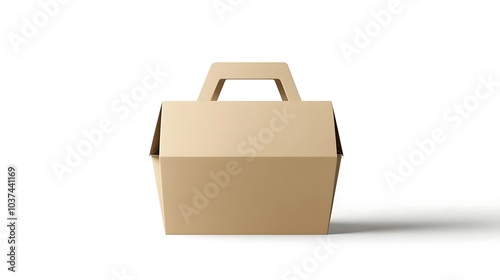 Wallpaper Mural Brown Cardboard Box with Handle Mockup   Isolated White Background Torontodigital.ca