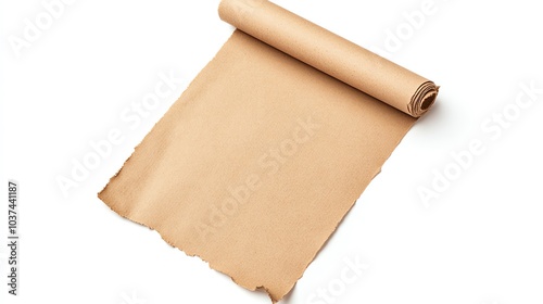 Parchment paper roll, white isolate background