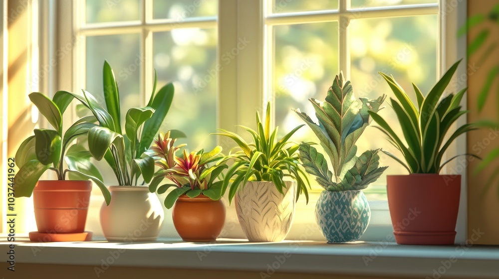 Indoor Plants on a Windowsill Indoor Plants on a Windowsill