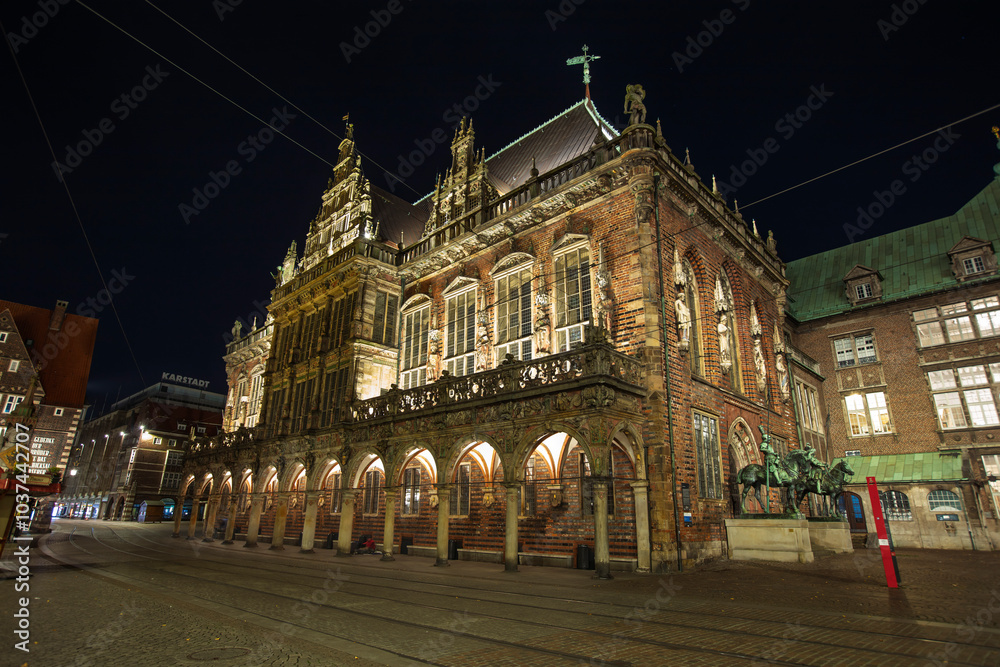 Naklejka premium Bremen City Hall or Rathaus in the old town of Bremen, Germany