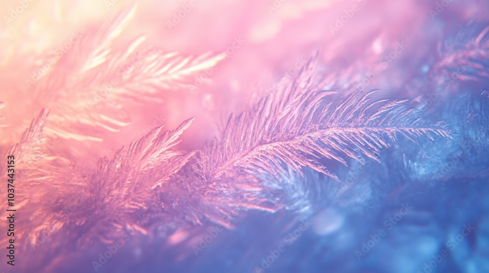 Delicate frosty patterns shimmer with vibrant colors, evoking a sense of winter's beauty and tranquility. Generative AI Delicate frosty patterns shimmer with vibrant colors, evoking a sense of winter's beauty and tranquility. Generative AI