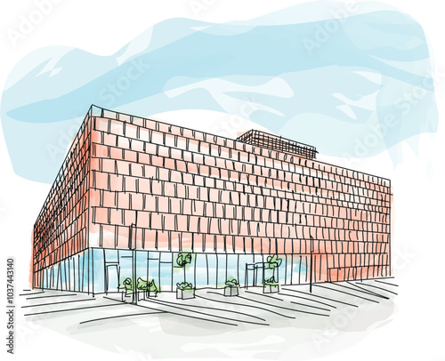 Obraz na płótnie Library of the University of Silesia in Katowice, Poland - vector travel illustration w salonie