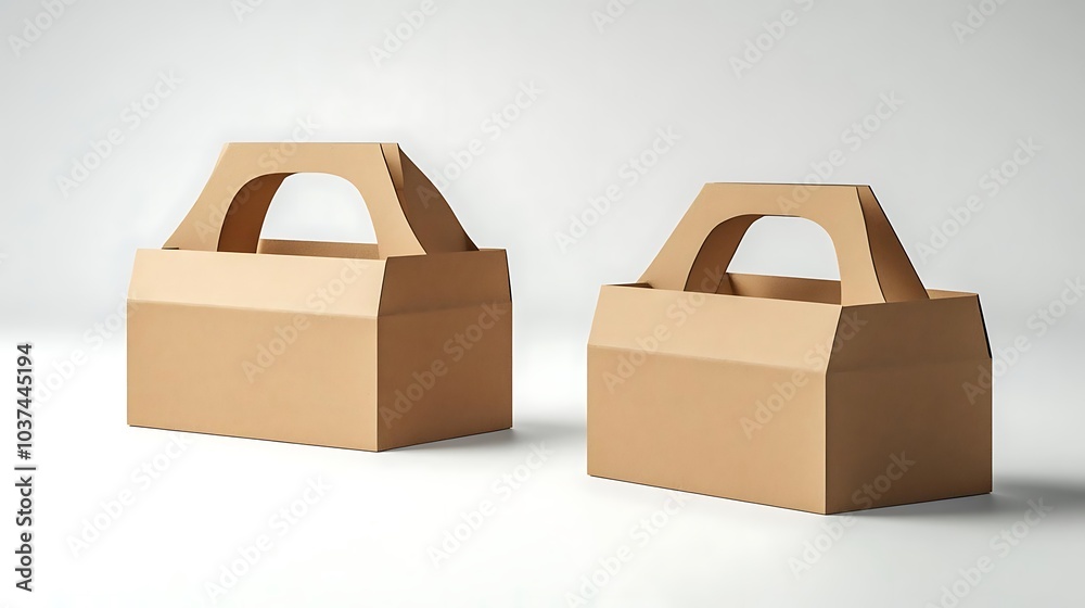 Two Brown Cardboard Boxes With Handles Two Brown Cardboard Boxes With Handles