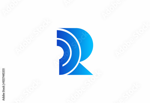 Logo R for radio broadcasting with signal 