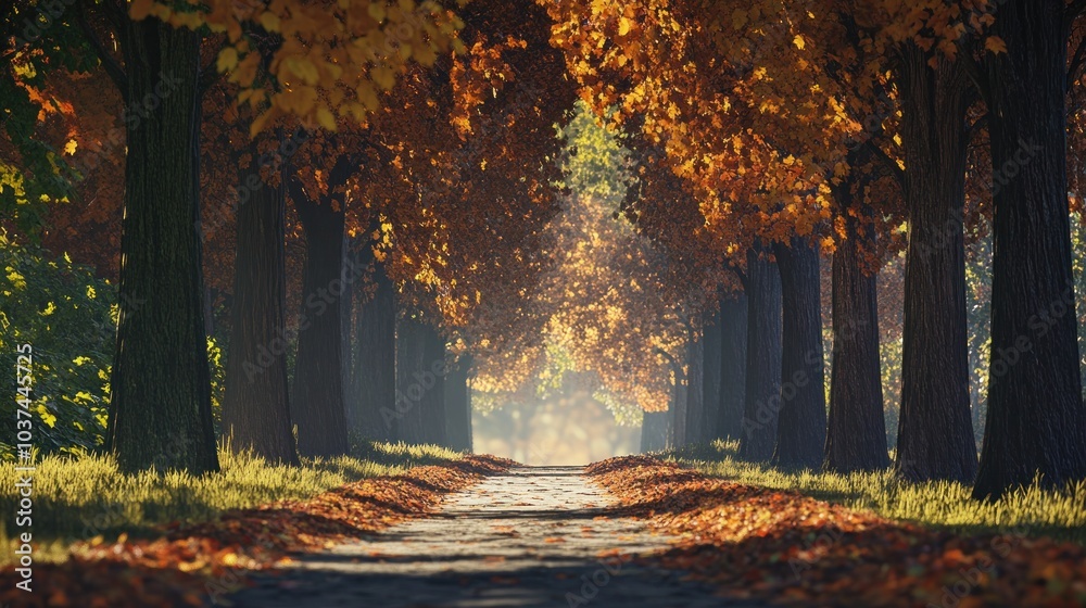 Fototapeta premium Autumnal Pathway Through Trees