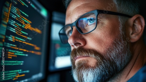 Software engineer developing code on multiple monitors, illustrating the complexity and technical skills required in software development