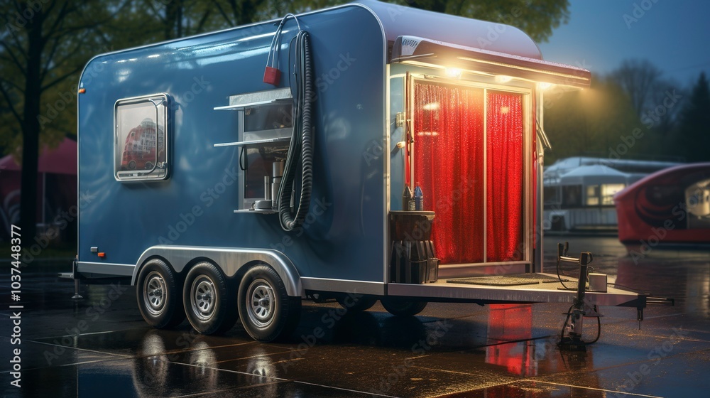 Naklejka premium A photo of a mobile car wash trailer