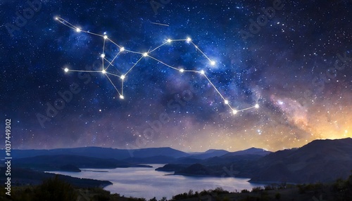 Serpent constellation on night sky background. Symbol of 2025 year