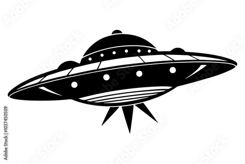 Flying Saucer Silhouette vector illustration