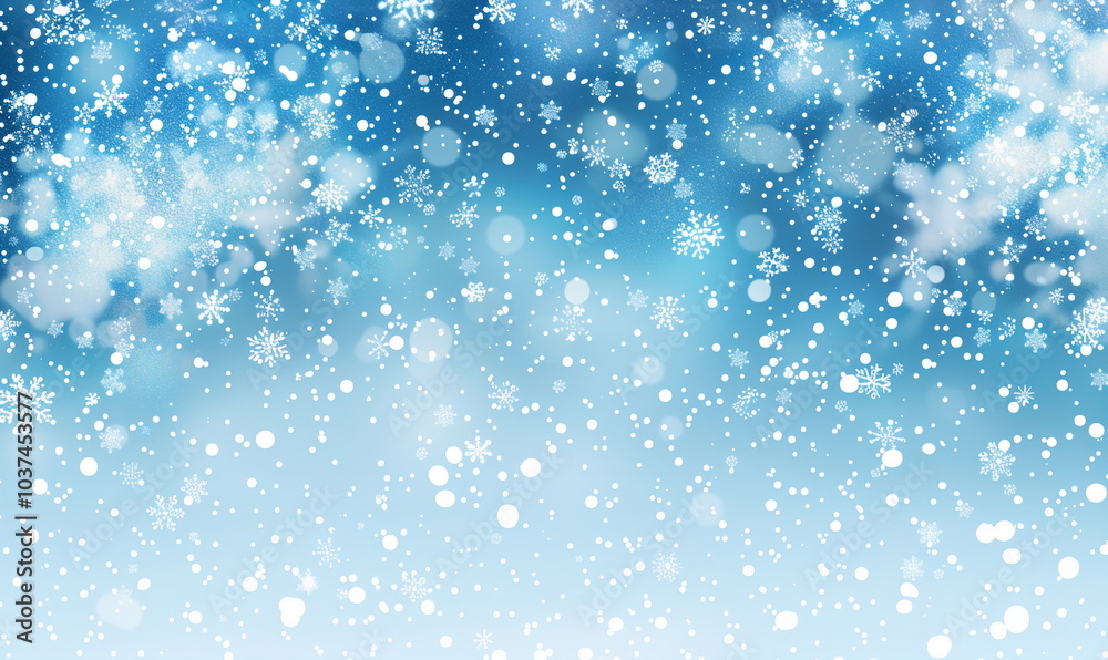 Abstract background with falling snowflakes on a blue gradient, winter background for Christmas and New Year decoration Abstract background with falling snowflakes on a blue gradient, winter background for Christmas and New Year decoration