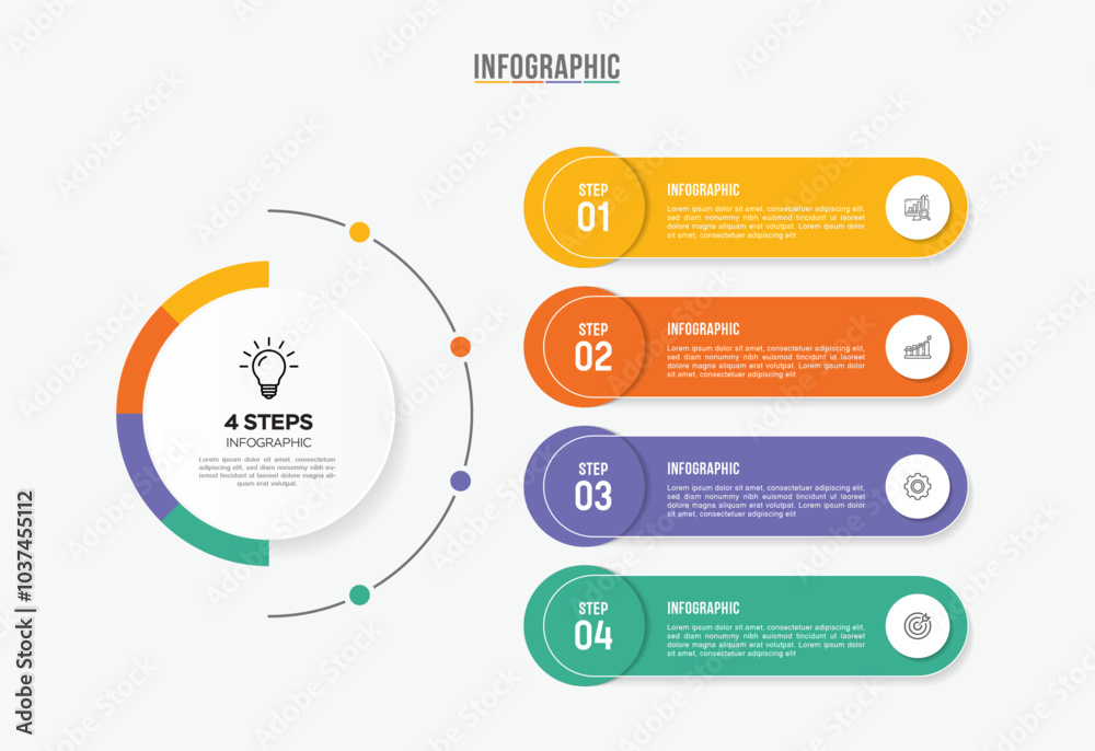 Vector infographic label design with circle infographics template design and 4-5-6 options or steps. Can be used for process diagram, presentations, workflow layout, banner, flow chart, info graph.