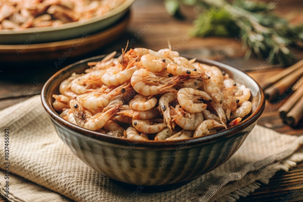 A plate of dried shrimp for beer A plate of dried shrimp for beer